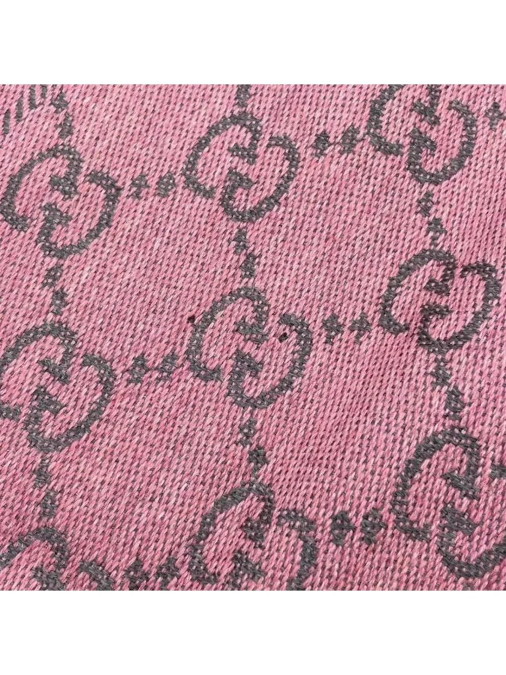 Gucci Scarf GG Wool Pattern Logo Rose Pink Gray